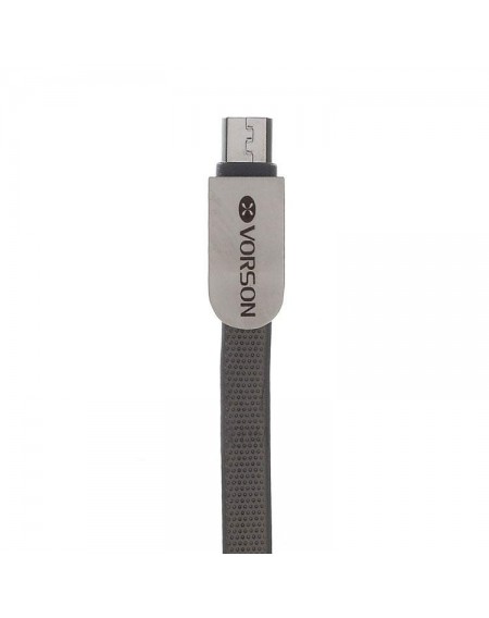Καλώδιο micro USB Vorson για γρήγορη φόρτιση με πλακέ καλώδιο 1m - Ασημί - VCB-001 GL-51971