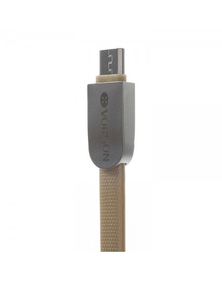 Καλώδιο micro USB Vorson για γρήγορη φόρτιση με πλακέ καλώδιο 1m - Χρυσαφί - VCB-001 GL-51972
