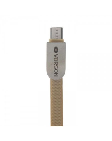 Καλώδιο micro USB Vorson για γρήγορη φόρτιση με πλακέ καλώδιο 1m - Χρυσαφί - VCB-001 GL-51972