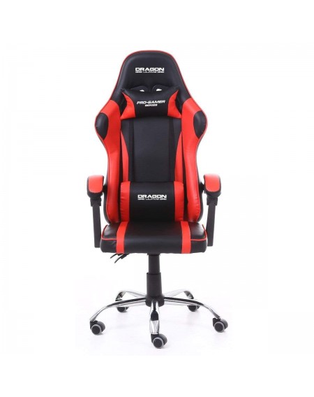 DragonWar εργονομική καρέκλα gaming GC-005 με μαξιλάρι πλάτης , αυχένα Μαύρο/Κόκκινο GL-55302