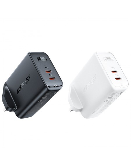 Acefast GaN charger (UK plug) 2x USB Type C 50W, Power Delivery, PPS, Q3 3.0, AFC, FCP black (A32 UK)