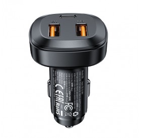 Acefast car charger 66W 2x USB / USB Type C, PPS, Power Delivery, Quick Charge 4.0, AFC, FCP, SCP black (B9)