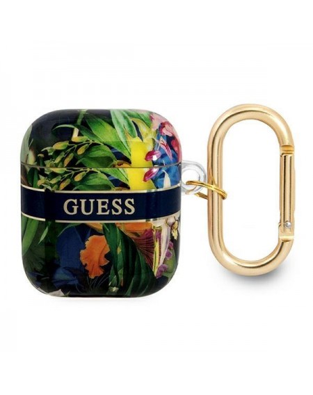 Guess GUA2HHFLB AirPods cover niebieski/blue Flower Strap Collection