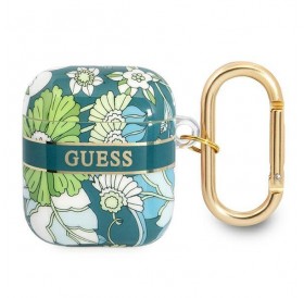 Guess GUA2HHFLN AirPods cover zielony/green Flower Strap Collection