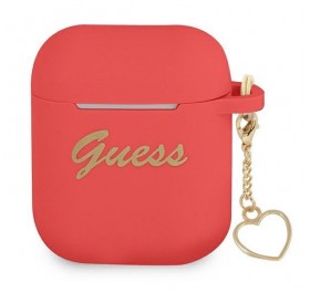 Guess GUA2LSCHSR AirPods cover czerwony/red Silicone Charm Heart Collection
