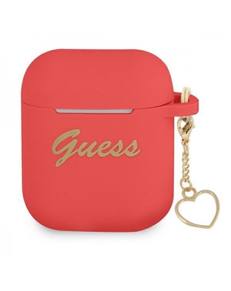 Guess GUA2LSCHSR AirPods cover czerwony/red Silicone Charm Heart Collection