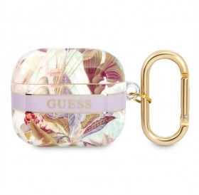 Guess GUA3HHFLU AirPods 3 cover fioletowy/purple Flower Strap Collection