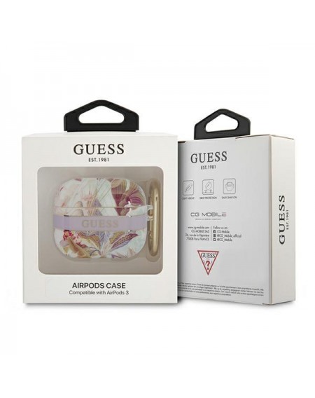 Guess GUA3HHFLU AirPods 3 cover fioletowy/purple Flower Strap Collection