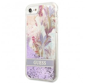 Guess GUHCI8LFLSU iPhone SE 2022 / SE 2020 / 7 / 8 fioletowy/purple hardcase Flower Liquid Glitter