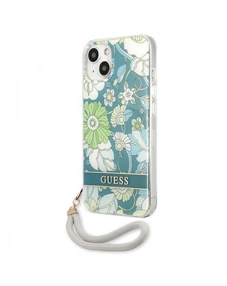 Guess GUHCP13MHFLSN iPhone 13 6,1" zielony/green hardcase Flower Strap