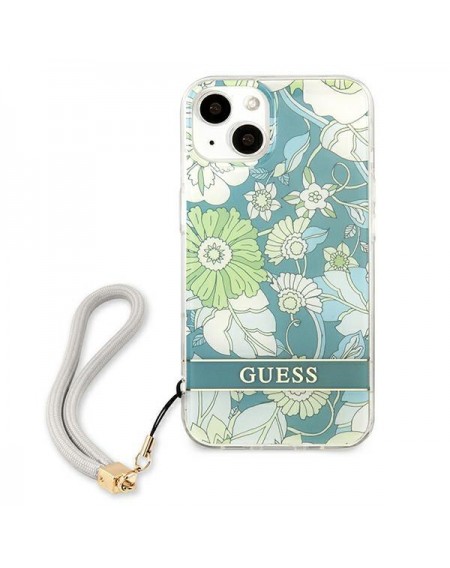 Guess GUHCP13MHFLSN iPhone 13 6,1" zielony/green hardcase Flower Strap