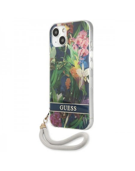 Guess GUHCP13SHFLSB iPhone 13 mini 5,4" niebieski/blue hardcase Flower Strap