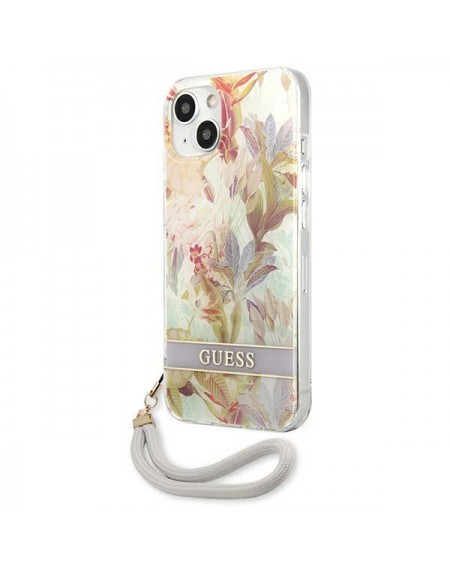 Guess GUHCP13SHFLSU iPhone 13 mini 5,4" fioletowy/purple hardcase Flower Strap