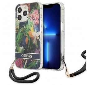 Guess GUHCP13XHFLSB iPhone 13 Pro Max 6,7" niebieski/blue hardcase Flower Strap
