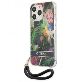 Guess GUHCP13XHFLSB iPhone 13 Pro Max 6,7" niebieski/blue hardcase Flower Strap