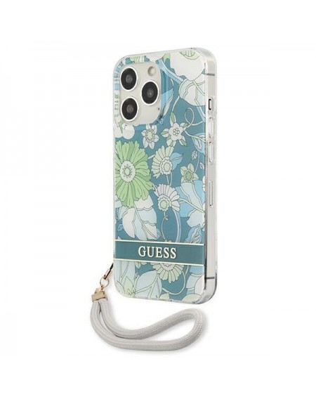 Guess GUHCP13XHFLSN iPhone 13 Pro Max 6,7" zielony/green hardcase Flower Strap