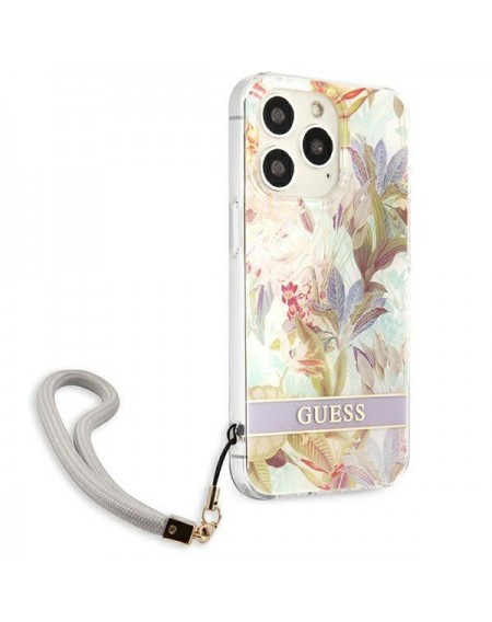 Guess GUHCP13XHFLSU iPhone 13 Pro Max 6,7" fioletowy/purple hardcase Flower Strap