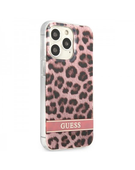 Guess GUHCP13XHSLEOP iPhone 13 Pro Max 6,7" różowy/pink hardcase Leopard
