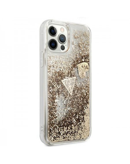 Guess GUOHCP12MGLHFLGO iPhone 12/12 Pro gold/złoty hardcase Glitter Charms
