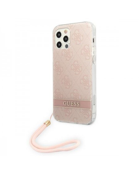 Guess GUOHCP12MH4STP iPhone 12/12 Pro różowy/pink hardcase 4G Print Strap