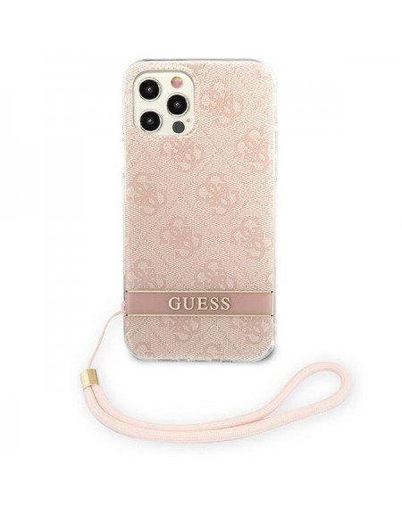 Guess GUOHCP12MH4STP iPhone 12/12 Pro różowy/pink hardcase 4G Print Strap