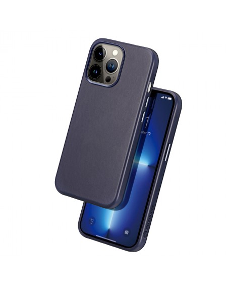 Dux Ducis Naples case for iPhone 13 Pro leather cover (MagSafe compatible) blue