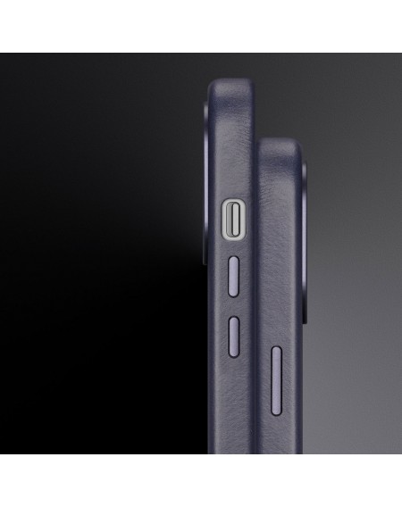 Dux Ducis Naples case for iPhone 13 leather case (MagSafe compatible) blue