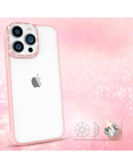 Kingxbar Sparkle Series case iPhone 13 Pro Max with crystals back cover pink