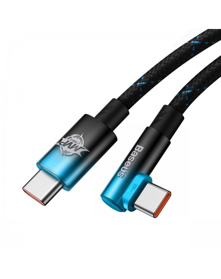 Baseus MVP Elbow angled cable Power Delivery cable with side connector USB Type C / USB Type C 2m 100W 5A blue (CAVP000721)