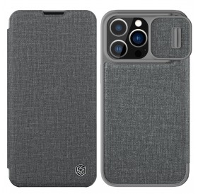 Nillkin Qin Cloth Pro Case Case for iPhone 13 Pro Camera Protector Holster Cover Flip Cover Gray