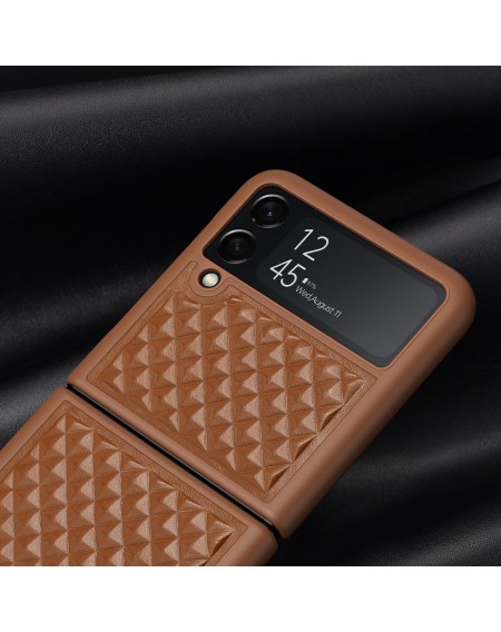 Dux Ducis Venice Leather Case for Samsung Galaxy Z Flip 3 Genuine Leather Cover Brown