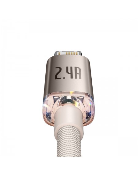 Baseus Crystal Shine Series USB cable - Lightning 2,4A 20W 1,2m pink (CAJY001104)