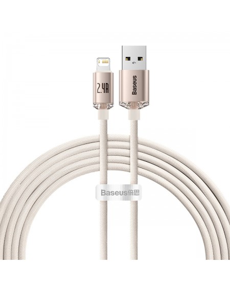 Baseus Crystal Shine Series USB cable - Lightning 2,4A 20W 2m pink (CAJY001204)