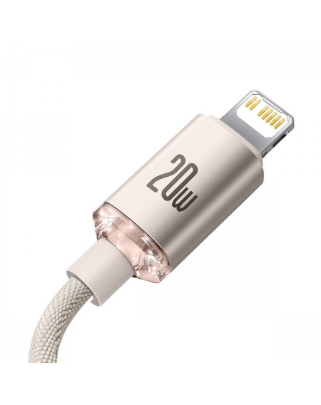 Baseus Crystal Shine Series USB Type C cable - Lightning Fast Charging Power Delivery 20W 1.2m pink (CAJY001304)