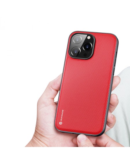 Dux Ducis Fino case and nylon cover for iPhone 14 Pro Max red
