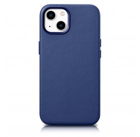 iCarer Case Leather cover for iPhone 14 case made of natural leather blue (WMI14220705-BU) (MagSafe compatible)