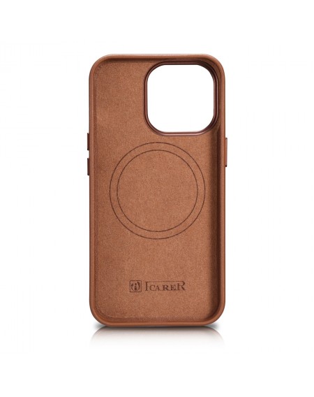 iCarer Case Leather cover for iPhone 14 Pro brown (WMI14220706-BN) (compatible with MagSafe)