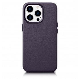 iCarer Case Leather Cover Genuine Leather Case for iPhone 14 Pro Dark Purple (WMI14220706-DP) (MagSafe Compatible)