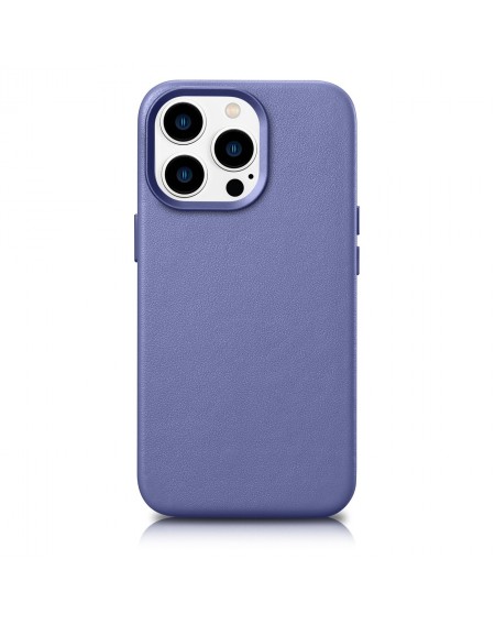 iCarer Case Leather Cover Genuine Leather Case for iPhone 14 Pro Light Purple (WMI14220706-LP) (MagSafe Compatible)
