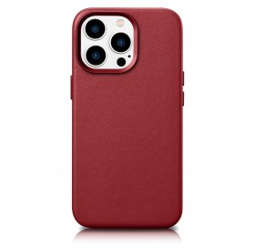 iCarer Case Leather Cover Genuine Leather Case for iPhone 14 Pro Max red (WMI14220708-RD) (MagSafe Compatible)