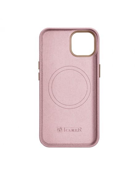 iCarer Litchi Premium Leather Case iPhone 14 Magnetic Leather Case with MagSafe Pink (WMI14220709-PK)