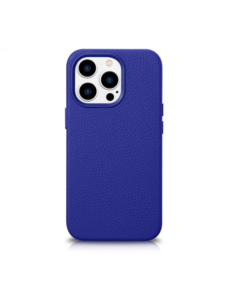 iCarer Litchi Premium Leather Case iPhone 14 Pro Max Magnetic Leather Case with MagSafe Dark Blue (WMI14220712-DB)