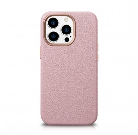 iCarer Litchi Premium Leather Case iPhone 14 Pro Max Magnetic Leather Case with MagSafe Pink (WMI14220712-PK)