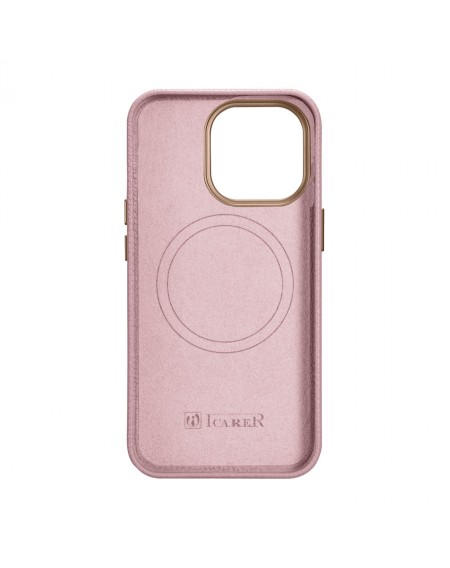 iCarer Litchi Premium Leather Case iPhone 14 Pro Max Magnetic Leather Case with MagSafe Pink (WMI14220712-PK)