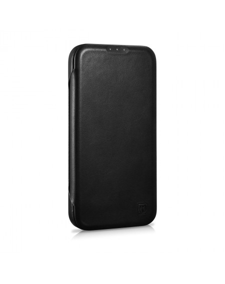 iCarer CE Oil Wax Premium Leather Folio Case Leather Case iPhone 14 Pro Magnetic Flip MagSafe Black (AKI14220706-BK)