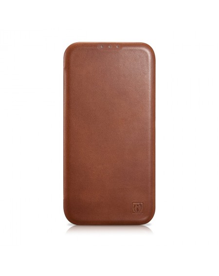 iCarer CE Oil Wax Premium Leather Folio Case Leather Case iPhone 14 Pro Max Magnetic Flip MagSafe Brown (AKI14220708-BN)