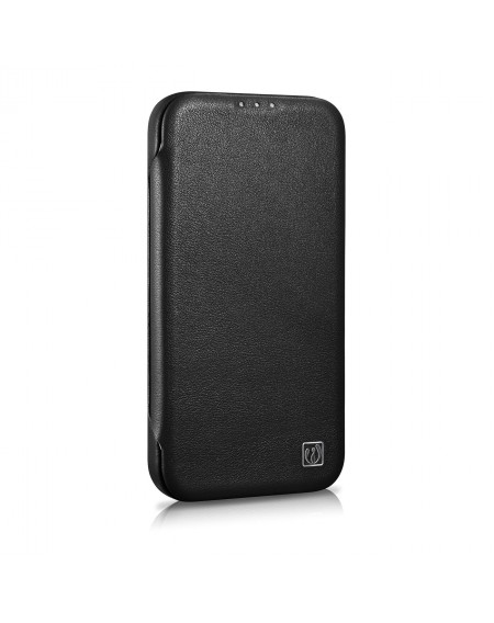 iCarer CE Premium Leather Folio Case iPhone 14 magnetic flip case MagSafe black (WMI14220713-BK)