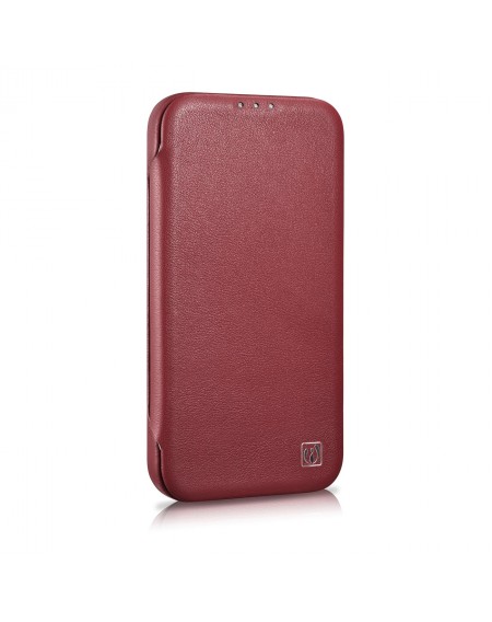 iCarer CE Premium Leather Folio Case iPhone 14 magnetic flip case MagSafe red (WMI14220713-RD)