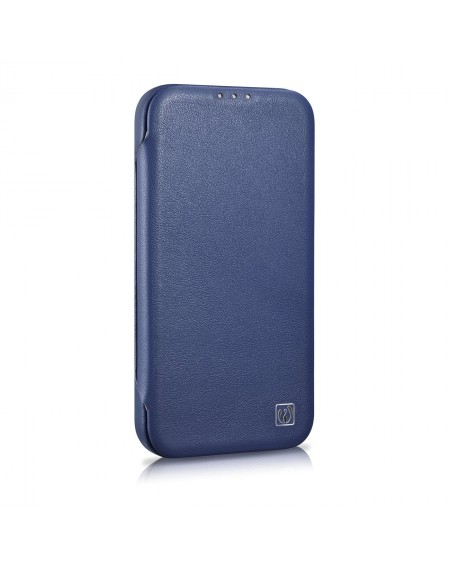 iCarer CE Premium Leather Folio Case iPhone 14 magnetic flip case MagSafe blue (WMI14220713-BU)