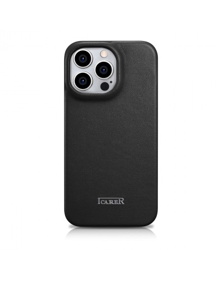 iCarer CE Premium Leather Folio Case Leather Case iPhone 14 Pro Max Magnetic Flip MagSafe Black (WMI14220716-BK)